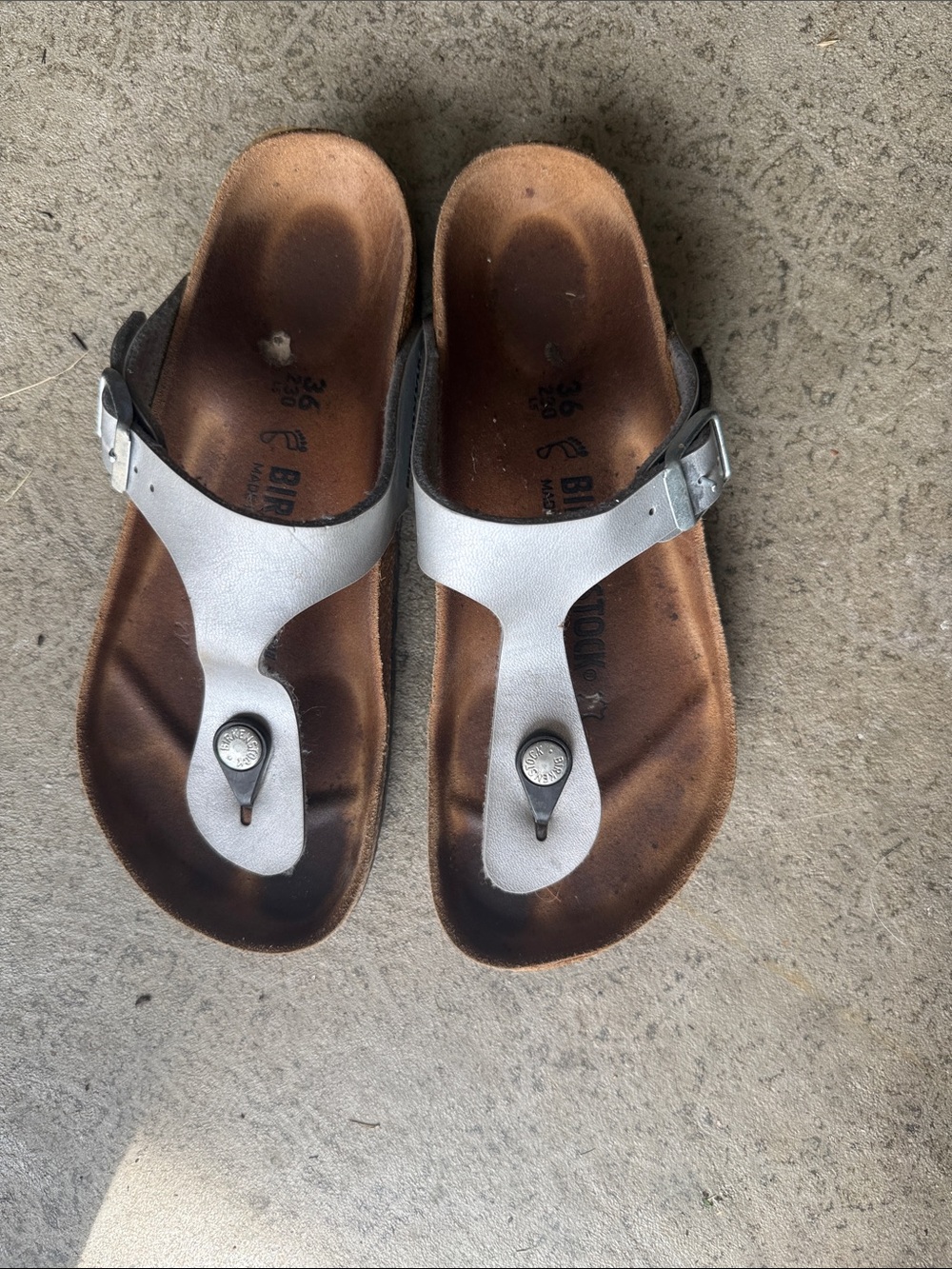 Birkenstock’s  - Metallic Silver Thong Sandals
